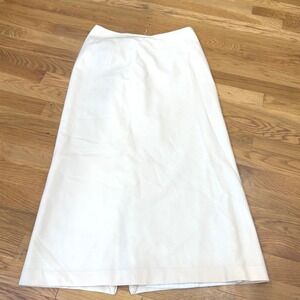 Tahari Ivory Maxi Skirt Off White Back Slit Lined Minimalist Professional Skirt